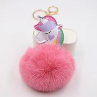 Cute Style Colorful Unicorn Fur Ball Pendant Magic Color Bag Pendant Keychain sku image 2