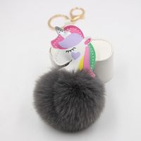 Cute Style Colorful Unicorn Fur Ball Pendant Magic Color Bag Pendant Keychain sku image 6