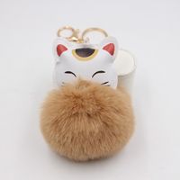 Cute Style Cartoon Cat Fur Ball Bag Pendant Accessories Keychain sku image 2