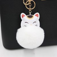 Style Mignon Dessin Animé Chat Fourrure Balle Sac Pendentif Accessoires main image 6