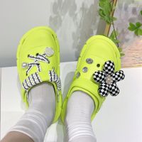 Diy Detachable Checked Cloth Flower Ornaments Pearl Rhinestones New Coros Shoes Accessories main image 6