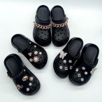 New Coros Shoes Decorative Diy Detachable Color Chain Rhinestone Bow Metal Shoe Buckle Accessories main image 5