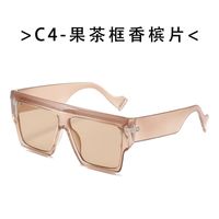 2022 New Big Square Rim Wide Temple Plastic One-piece Sunglasses Wholesale sku image 3