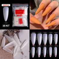 Français Pointu Nail Complet Autocollant Semi-nail Collant Ballet Nail Transparent Faux Ongle main image 5