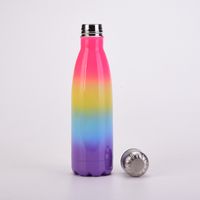 New Gradient Color Rainbow 500ml Double-layerd Stainless Steel Portable Sports Water Bottle main image 5