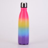 New Gradient Color Rainbow 500ml Double-layerd Stainless Steel Portable Sports Water Bottle sku image 3