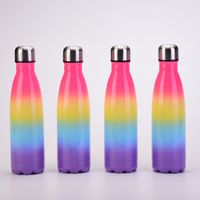 New Gradient Color Rainbow 500ml Double-layerd Stainless Steel Portable Sports Water Bottle main image 4