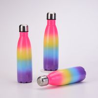 New Gradient Color Rainbow 500ml Double-layerd Stainless Steel Portable Sports Water Bottle main image 6