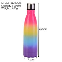 New Gradient Color Rainbow 500ml Double-layerd Stainless Steel Portable Sports Water Bottle main image 3