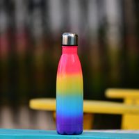 New Gradient Color Rainbow 500ml Double-layerd Stainless Steel Portable Sports Water Bottle main image 2