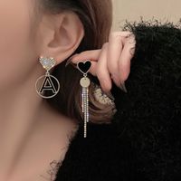 Women's Sexy Heart Shape Alloy Earrings Diamond Rhinestone Drop Earrings As Picture sku image 1