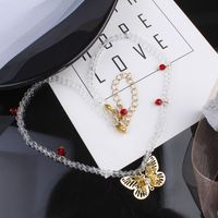 Women's Fashion Butterfly Alloy Necklace Beaded Splicing Hollow Out Necklaces main image 4