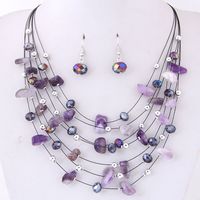 Ethnic Style Geometric Alloy Inlay Artificial Gemstones Earrings Necklace Jewelry Set main image 1