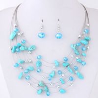 Ethnic Style Geometric Alloy Inlay Artificial Gemstones Earrings Necklace Jewelry Set main image 2