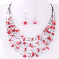 Ethnic Style Geometric Alloy Inlay Artificial Gemstones Earrings Necklace Jewelry Set main image 3