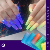 New Nail Fluorescent Transfer Paper Colorful Fluorescent Starry Sky Paper Nail Sticker main image 5