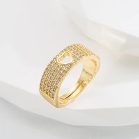 Fashion Alloy Letter Pattern Ring Dating Electroplating Rhinestone Copper Rings 1 Piece main image 3