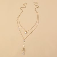 Simple Style Geometric Alloy Plating Natural Stone Pearl Layered Necklaces 1 Piece main image 1