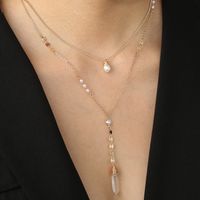 Simple Style Geometric Alloy Plating Natural Stone Pearl Layered Necklaces 1 Piece main image 6