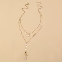 Simple Style Geometric Alloy Plating Natural Stone Pearl Layered Necklaces 1 Piece sku image 1