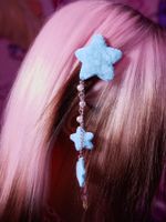 Fashion Tassel Bead Plush Pink Blue Purple Star Shaped Hair Clip Accessories sku image 2