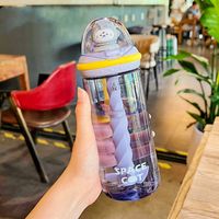 Fashion Cute Summer Water Glass Transparent Large Capacity Straw Drinking Cup sku image 3