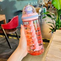 Fashion Cute Summer Water Glass Transparent Large Capacity Straw Drinking Cup sku image 1