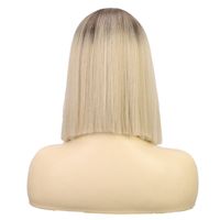 Women's Wig Beige Dyed Short Straight Hair Bobhaircut Mid-length Lace Wig main image 3
