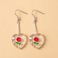 Cute Acrylic Heart Shape Rose Earrings Necklace Daily Unset 1 Piece main image 2