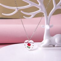 Cute Acrylic Heart Shape Rose Earrings Necklace Daily Unset 1 Piece main image 3