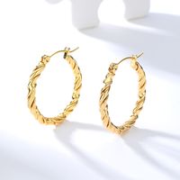 Vintage Style Twist Plating 201 Stainless Steel 18K Gold Plated Earrings main image 5