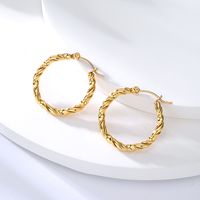 Vintage Style Twist Plating 201 Stainless Steel 18K Gold Plated Earrings main image 2