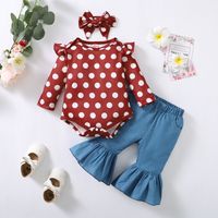 Baby Girl's Girl's Cute Polka Dots Solid Color Polyester Pants Sets Baby Clothes main image 6
