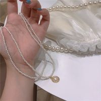 Women's Retro Geometric Alloy Choker Beaded Artificial Pearls Choker sku image 1