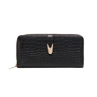Stripes Business Artificial Leather Crocodile Pattern Zipper Square White Black Pink Wallets main image 4