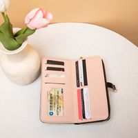 Stripes Business Artificial Leather Crocodile Pattern Zipper Square White Black Pink Wallets main image 2