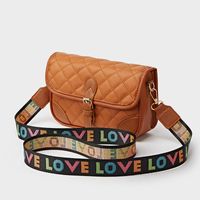 Women's Small Pu Leather Color Block Lingge Streetwear Square Flip Cover Crossbody Bag sku image 2