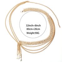 Sexy Geometric Alloy Plating Artificial Pearls Waist Chain main image 6