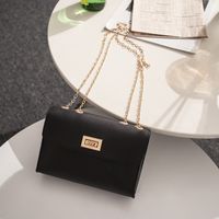 Solid Color Fashion Shopping Artificial Leather Soft Surface Buckle Square Red Black Dark Grey Shoulder Bags sku image 2