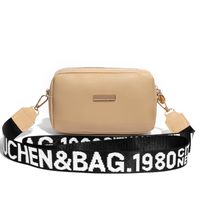 Solid Color Fashion Shopping Artificial Leather Printing Zipper Square White Khaki Black Shoulder Bags main image 3