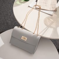 Solid Color Fashion Shopping Artificial Leather Soft Surface Buckle Square Red Black Dark Grey Shoulder Bags sku image 3