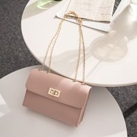 Solid Color Fashion Shopping Artificial Leather Soft Surface Buckle Square Red Black Dark Grey Shoulder Bags sku image 4