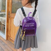 Letter Pattern Cute Pvc Zipper White Yellow Purple Backpack main image 4