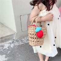 Small Straw Solid Color Fashion Weave Basket-shaped Open Straw Bag main image 2