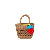 Small Straw Solid Color Fashion Weave Basket-shaped Open Straw Bag main image 3