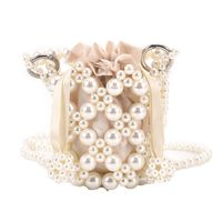 Solid Color Pvc Pearl Pull-belt Bucket Type White Handbags main image 3