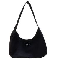 Solid Color Fashion Canvas Zipper Black Beige Blue Shoulder Bags main image 5