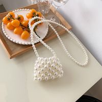 Kid's Small Pvc Solid Color Cute Pearls Square Flip Cover Crossbody Bag sku image 3