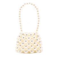 Solid Color Pvc Rhinestone Metal Buckle Open Bucket Type Flower Shoulder Strap Hollow Out Short Handheld Pearl Flower Shoulder Strap Big Pearl Shoulder Bags main image 6