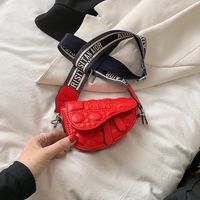 Rhombus Fashion Pu Leather Embroidery Zipper Black White Red Shoulder Bags sku image 3